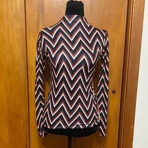 Chevron Long Sleeve Top Mock Turtleneck Soft Stretch Fall Autumn Winter